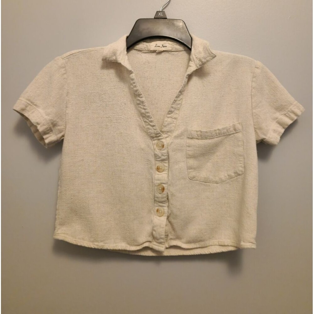 Love Notes Linen Blend Crop Top Size Small